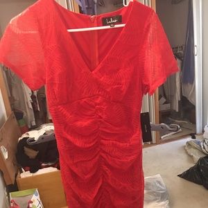 Lulus red ruched mermaid style dress NWT